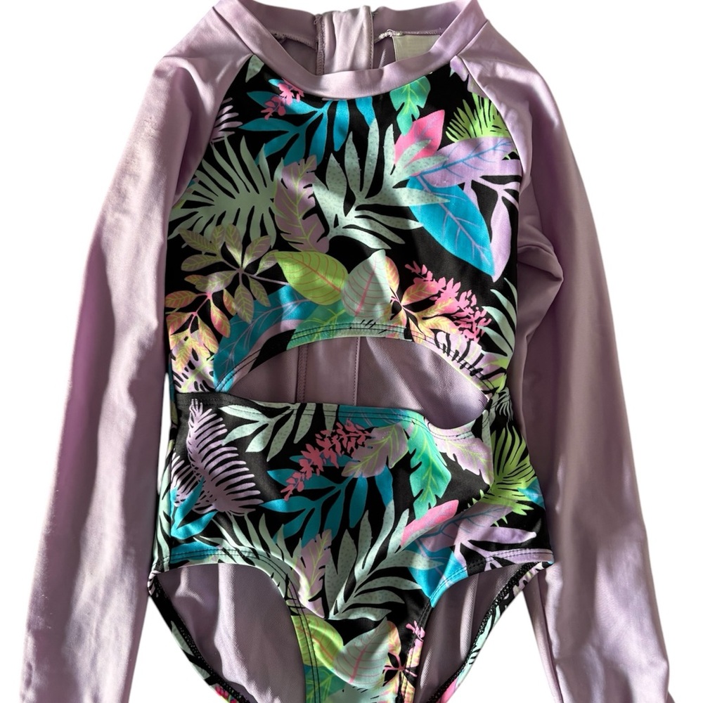Art Class Purple and Floral One Piece Swimwear